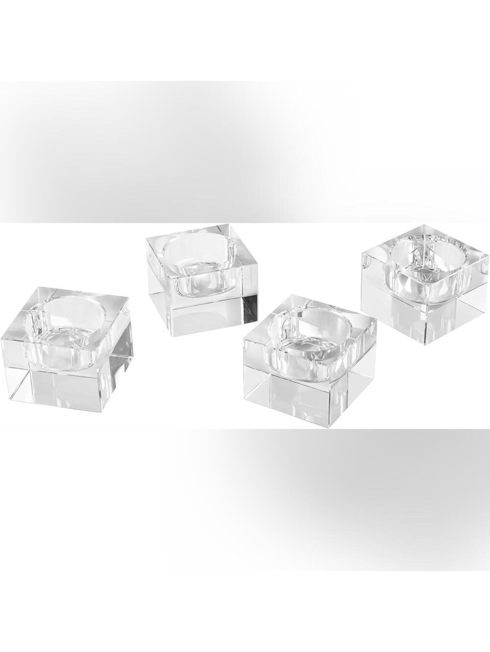 NIB Home Crystal Tea light Candle Holders, Pack of 4, Heavy & 1.5 Inches Height